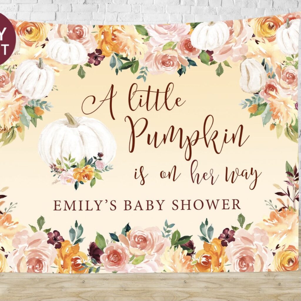 little pumpkin baby shower backdrop