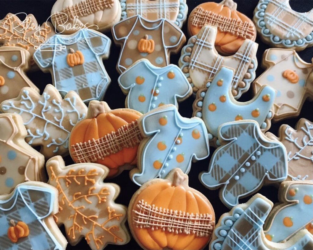 little pumpkin baby shower cookies