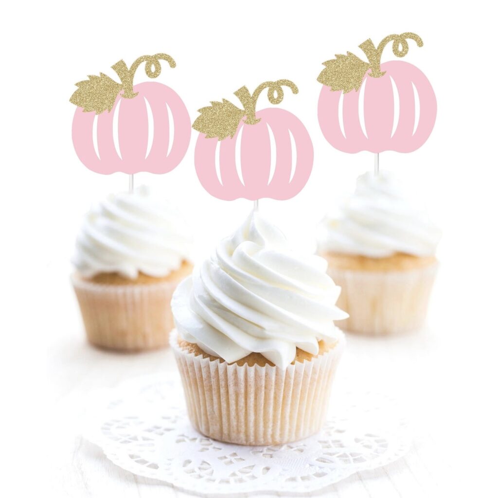 little pumpkin baby shower cupcake topper