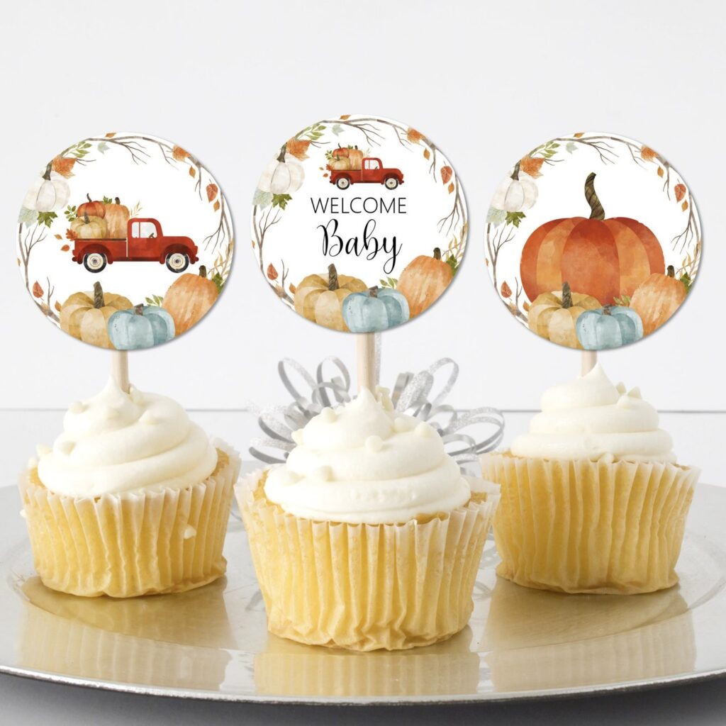 little pumpkin baby shower cupcakes