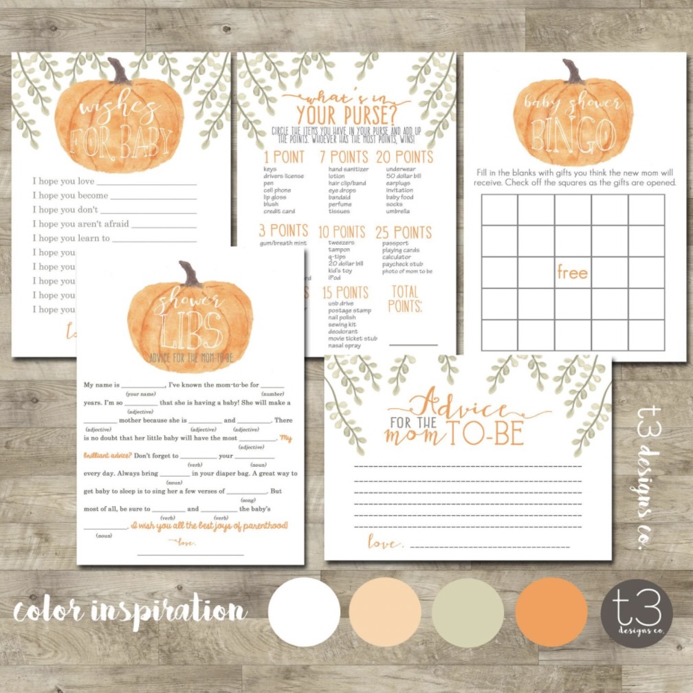 little pumpkin baby shower printables