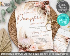 EDITABLE Pampas Grass Baby Shower Invitation
