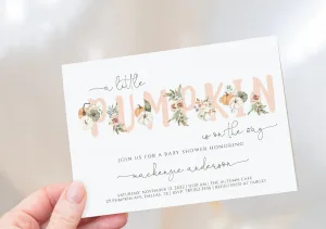 Girl Little Pumpkin Baby Shower Invitation