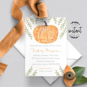Little Pumpkin Baby Shower Invitation Digital Download