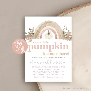 Rainbow Pumpkin Boho invitation