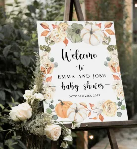 little pumpkin baby shower welcome sign