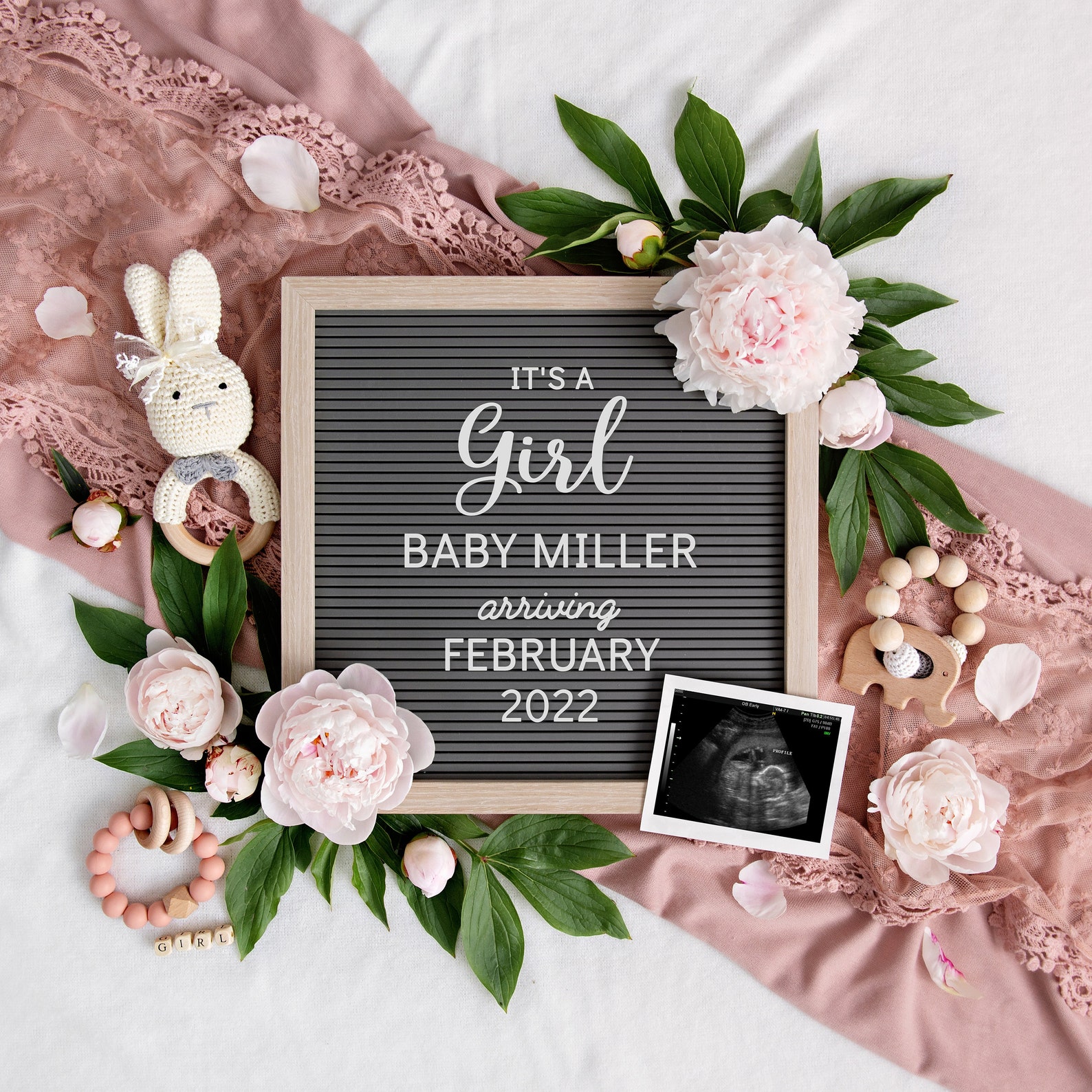 Baby Girl Announcement for Social Media