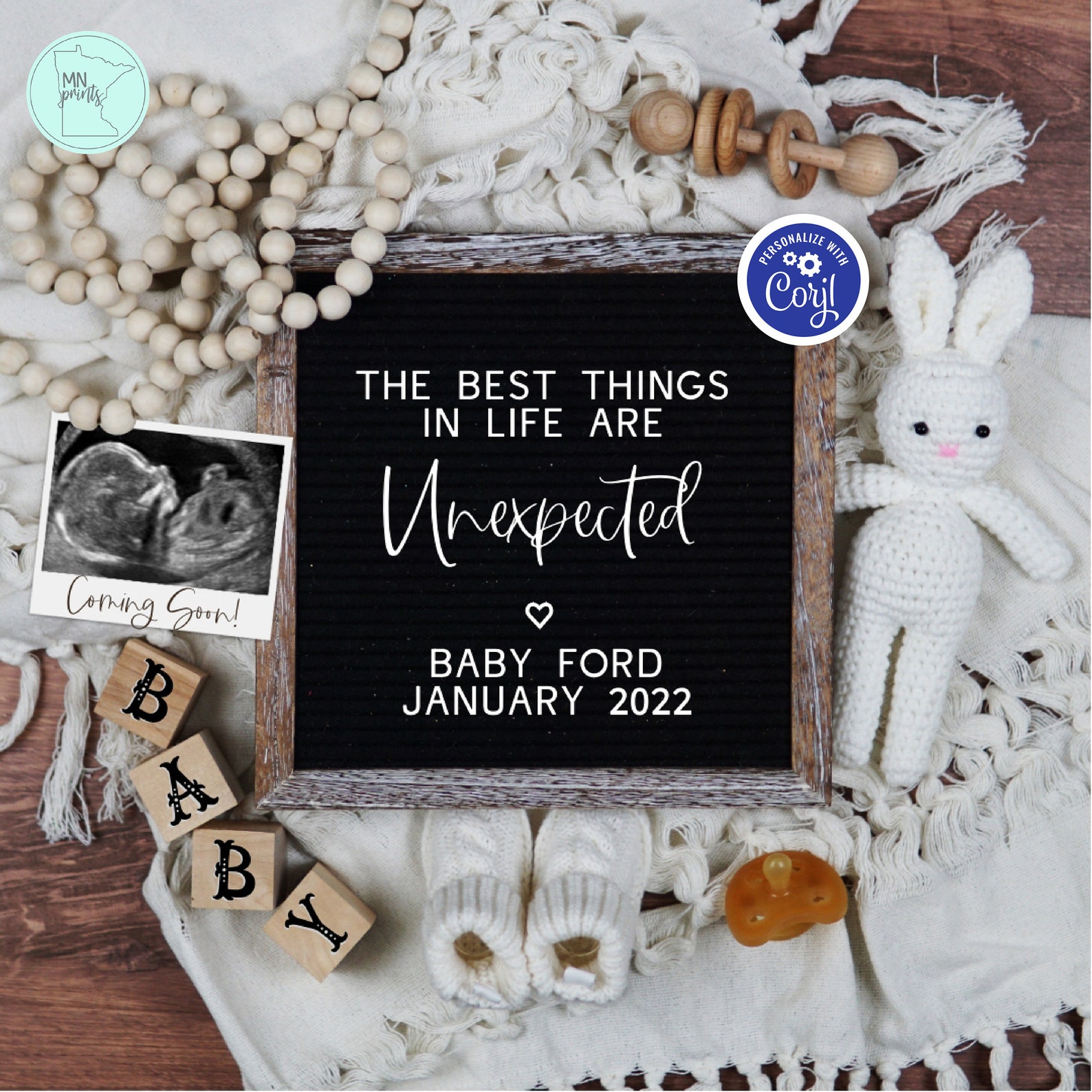 Best Things in Life Are Unexpected Baby Announcement