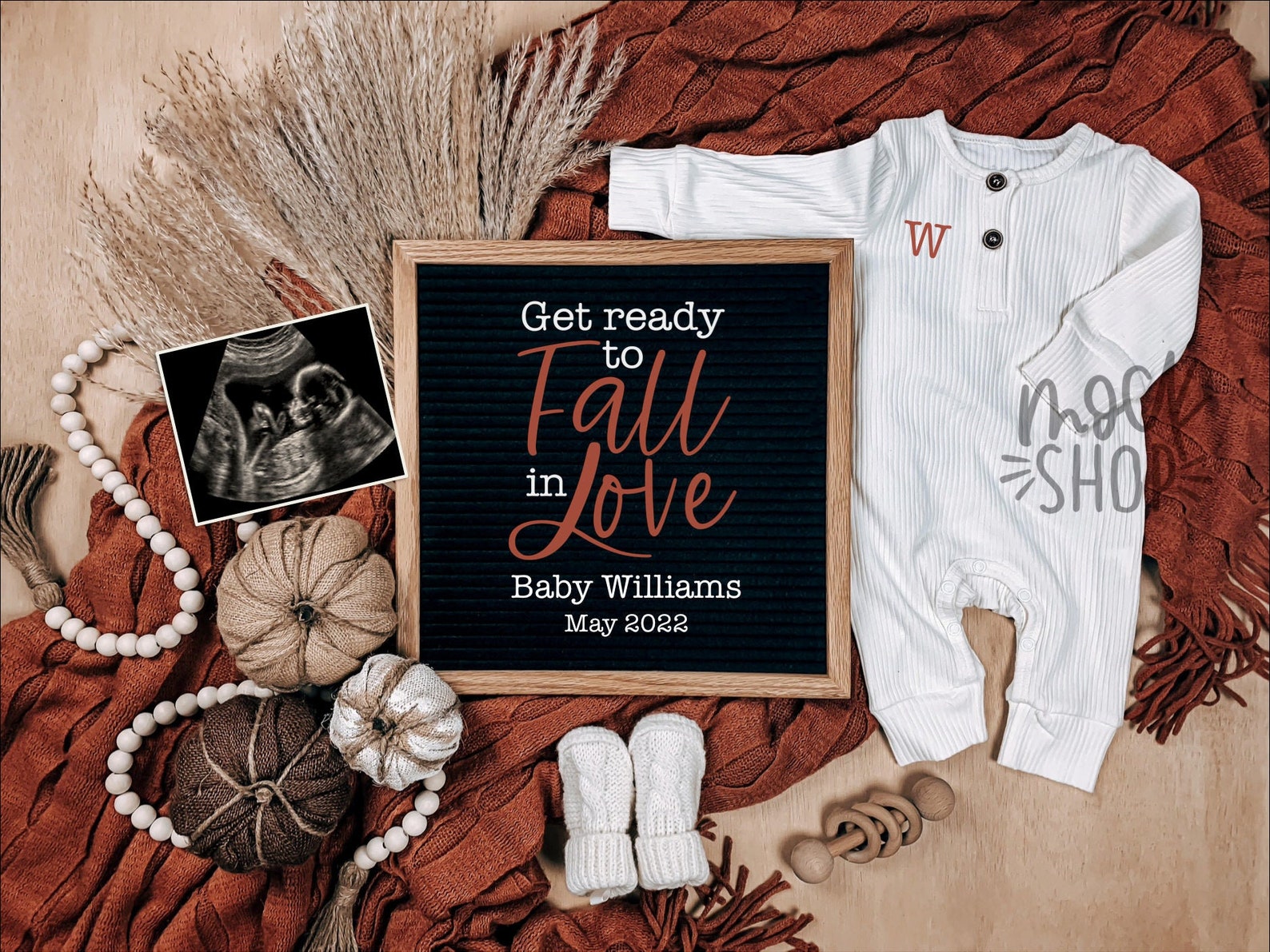 fall pregnancy announcement digital