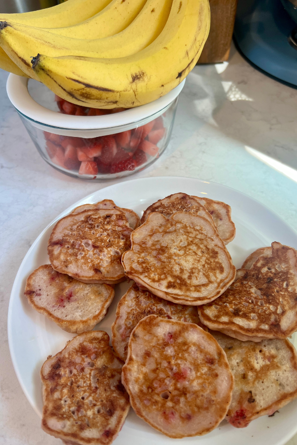 baby led weaning recipe Strawberry Banana Pancakes